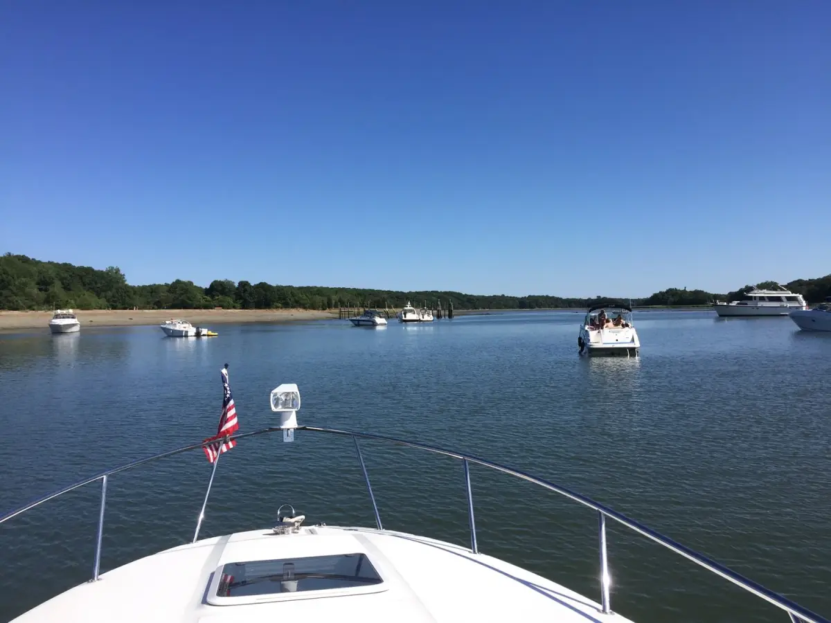 Boats anchored on the Back River